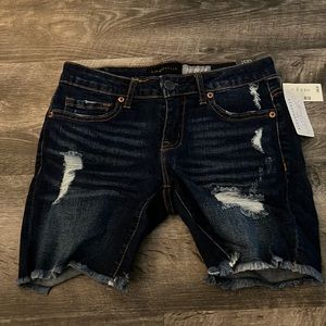 Dark Blue denim jean shorts; Size 0; From Aeropostale
